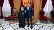 His Beatitude Theophilos III, Patriarch of the Holy City of Jerusalem and All Palestine and Ambassador Extraordinary and Plenipotentiary of Belarus to Israel Yuri Yaroshevich. Photo courtesy of the Belarusian Ministry of Foreign Affairs